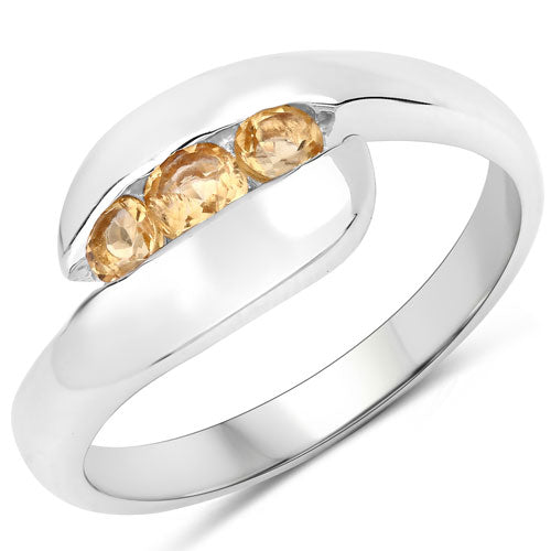 0.55 Carat Genuine Citrine .925 Sterling Silver Bypass Ring