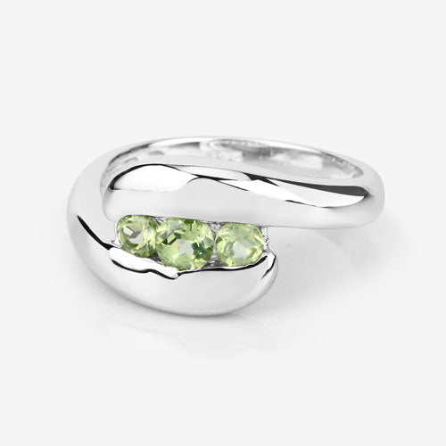 0.56 Carat Genuine Peridot .925 Sterling Silver Engagement Ring