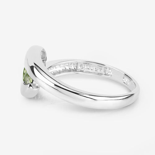0.56 Carat Genuine Peridot .925 Sterling Silver Engagement Ring