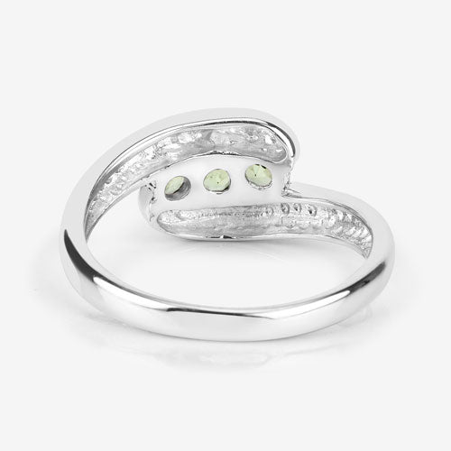 0.56 Carat Genuine Peridot .925 Sterling Silver Engagement Ring
