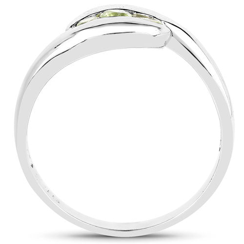 0.56 Carat Genuine Peridot .925 Sterling Silver Engagement Ring