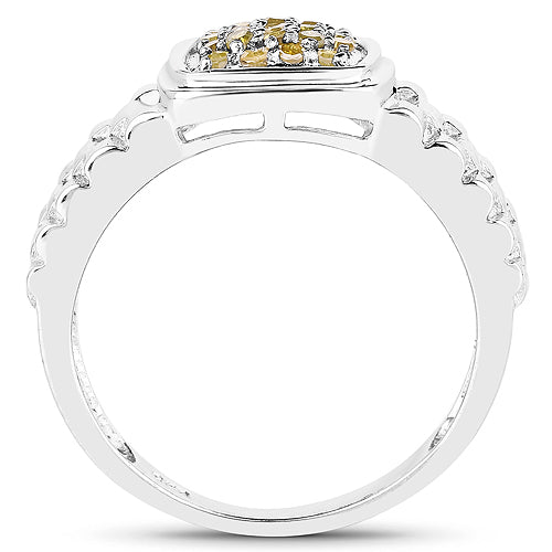 0.25 Carat Genuine Yellow Diamond Sterling Silver Engagement Ring