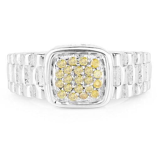 0.25 Carat Genuine Yellow Diamond Sterling Silver Engagement Ring