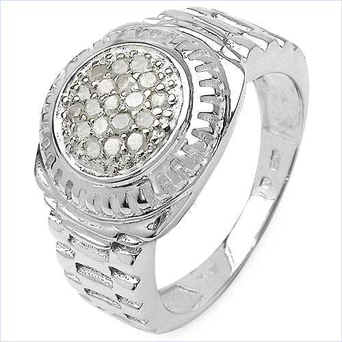 0.20 Carat Genuine White Diamond Sterling Silver Engagement Ring