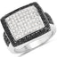 Anillo de Compromiso de Diamante Negro y Blanco de 0.61 Quilates en Plata de Ley