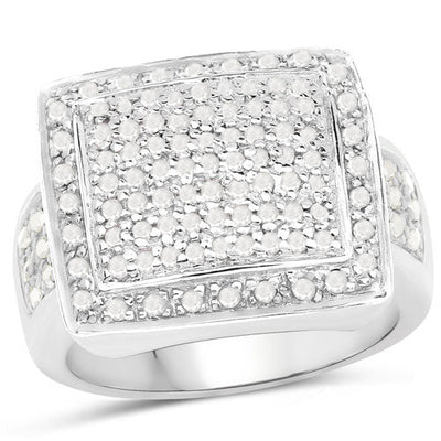 Bague de fiançailles en argent sterling avec diamant blanc véritable de 0,61 carat
