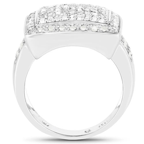 Bague de fiançailles en argent sterling avec diamant blanc véritable de 0,61 carat