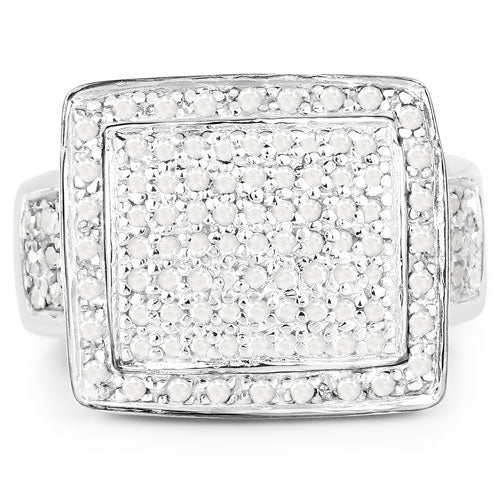 Bague de fiançailles en argent sterling avec diamant blanc véritable de 0,61 carat