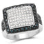 Bague en argent sterling avec diamants blancs et bleus de 0,64 carat