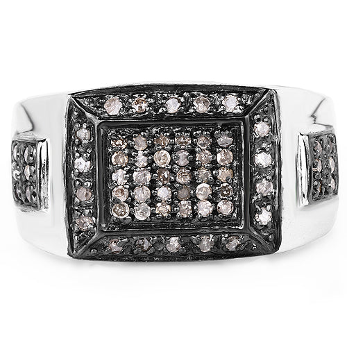 Bague en argent sterling avec diamant champagne de 0,52 carat