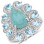 5.23 Carat Genuine Aquamarine & Diamond Sterling Silver Ring