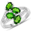 Bague en argent sterling avec chrome diopside de 1,86 carat et zircon blanc