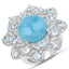 Anillo de Compromiso de Acero Inoxidable con Aguamarina y Diamantes de 12.72 Quilates