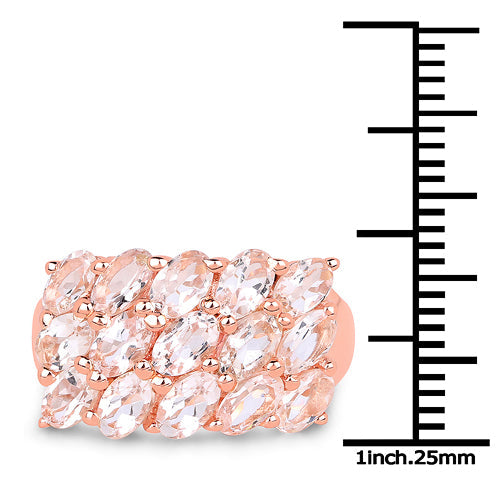 14K Rose Gold Plated 3.30 Carat Genuine Morganite Ring