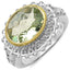 Bague en Argent Sterling Plaquée Deux Tons avec Améthyste Verte et Topaze Blanche