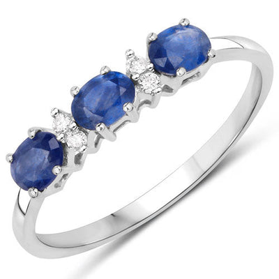 0.70 Carat Blue Sapphire and Diamond 10K Yellow Gold Ring