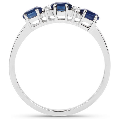 0.70 Carat Blue Sapphire and Diamond 10K Yellow Gold Ring