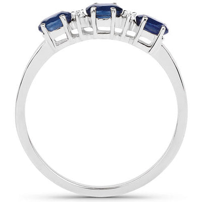 0.70 Carat Blue Sapphire and Diamond 10K Yellow Gold Ring