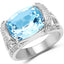 4.78 Carat Blue Topaz & White Topaz Sterling Silver Ring