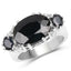 Bague en argent sterling avec saphir noir de 8,62 carats et topaze blanche