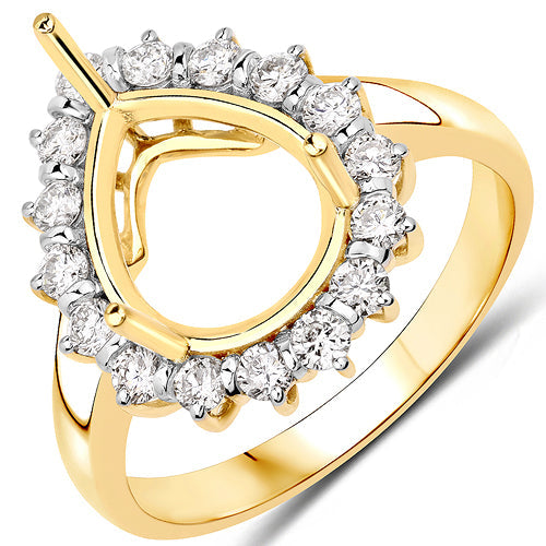 0.48 Carat White Diamond 14K Yellow Gold Semi Mount Engagement Ring