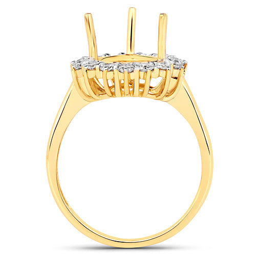 0.48 Carat White Diamond 14K Yellow Gold Semi Mount Engagement Ring