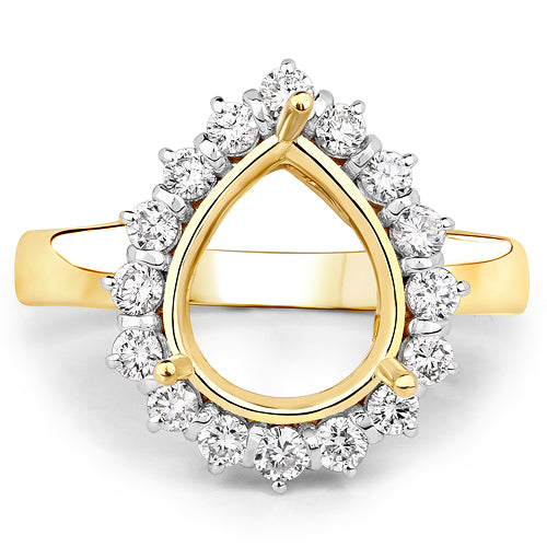 0.48 Carat White Diamond 14K Yellow Gold Semi Mount Engagement Ring