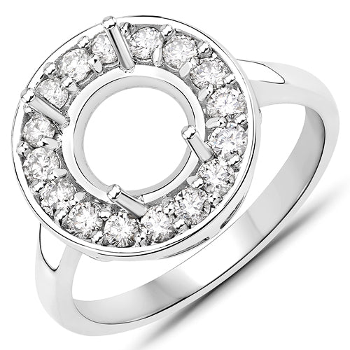 0.48 Carat White Diamond 14K White Gold Semi Mount Engagement Ring