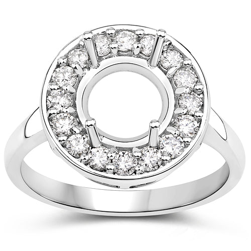 0.48 Carat White Diamond 14K White Gold Semi Mount Engagement Ring