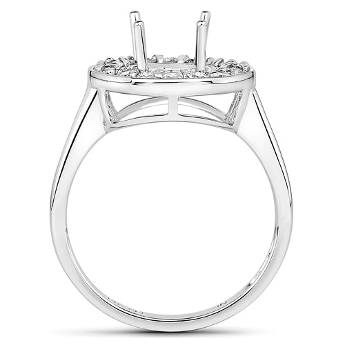 0.48 Carat White Diamond 14K White Gold Semi Mount Engagement Ring