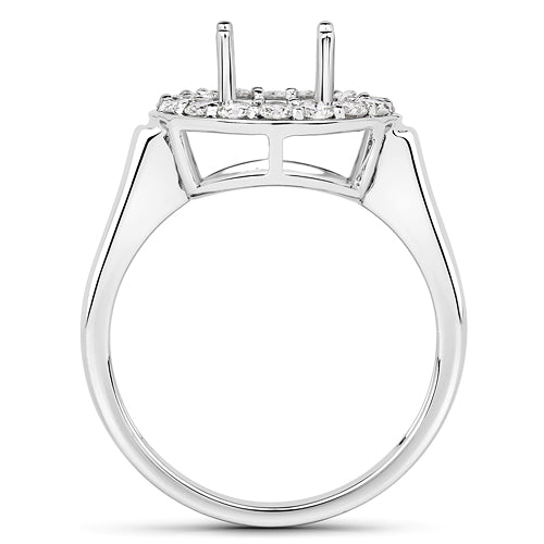 0.48 Carat White Diamond 14K White Gold Semi Mount Engagement Ring