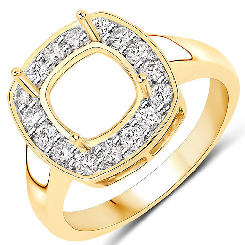 Anillo Semi Montura de Diamante Blanco Genuino de 0.48 Quilates en Oro Amarillo de 14K