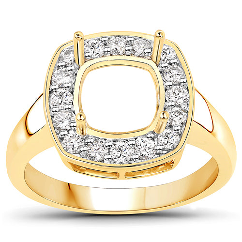 Anillo Semi Montura de Diamante Blanco Genuino de 0.48 Quilates en Oro Amarillo de 14K
