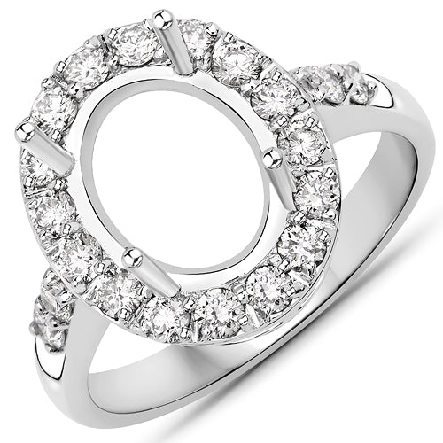 0.60 Carat Genuine White Diamond 14K White Gold Semi Mount Engagement Ring