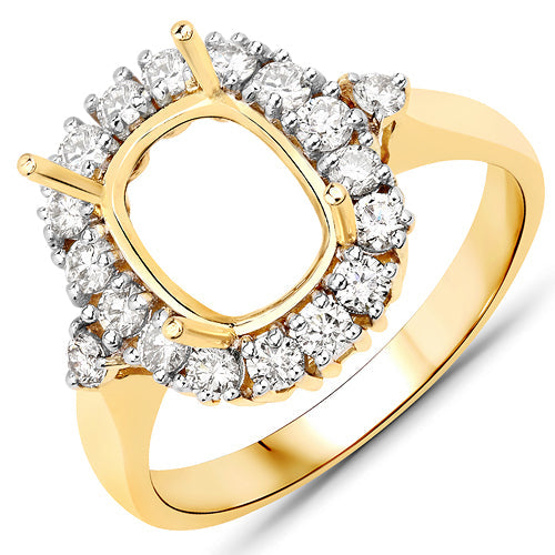Bague de fiançailles semi-montée en or jaune 14K avec diamant blanc de 0,54 carat