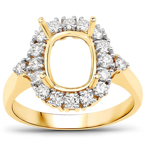 Bague de fiançailles semi-montée en or jaune 14K avec diamant blanc de 0,54 carat