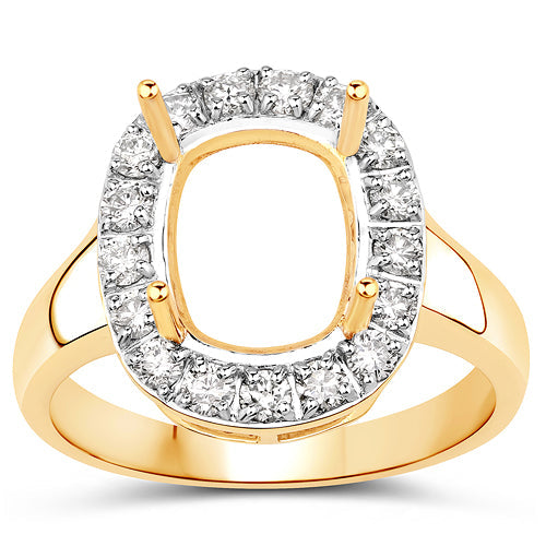 Bague de fiançailles semi-montée en or jaune 14K avec diamant blanc de 0,51 carat