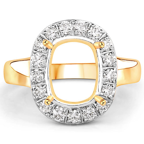 Bague de fiançailles semi-montée en or jaune 14K avec diamant blanc de 0,51 carat