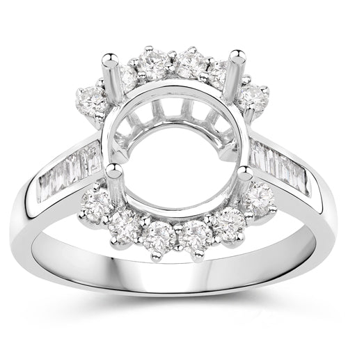 Bague de fiançailles semi-montée en or blanc 14K avec diamant blanc de 0,58 carat