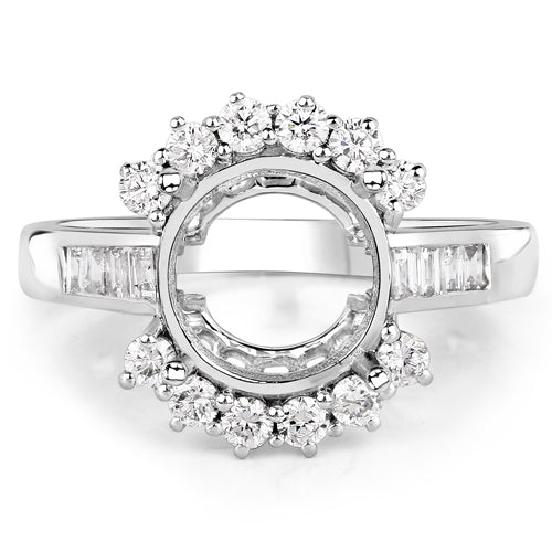 Bague de fiançailles semi-montée en or blanc 14K avec diamant blanc de 0,58 carat