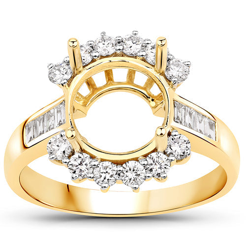 Bague de fiançailles semi-montée en or jaune 14K avec diamant de 0,58 carat