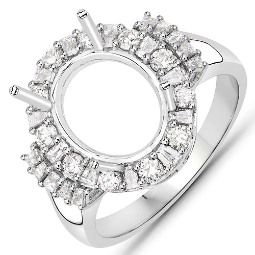 Anillo de Compromiso Semi Montura de Diamante Blanco de 0.83 Quilates en Oro Blanco de 14K