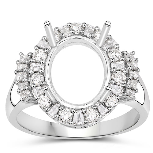 Anillo de Compromiso Semi Montura de Diamante Blanco de 0.83 Quilates en Oro Blanco de 14K