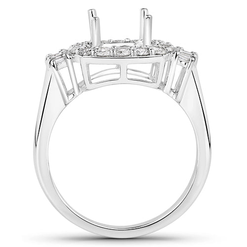 0.73 Carat White Diamond 14K White Gold Semi Mount Engagement Ring