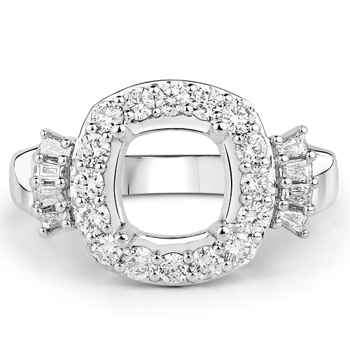0.73 Carat White Diamond 14K White Gold Semi Mount Engagement Ring