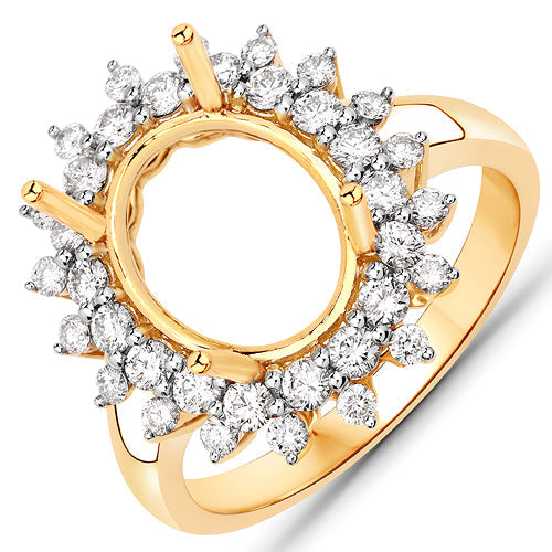 0.79 Carat White Diamond 14K Yellow Gold Semi Mount Engagement Ring