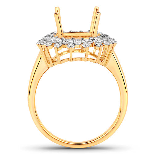 0.79 Carat White Diamond 14K Yellow Gold Semi Mount Engagement Ring