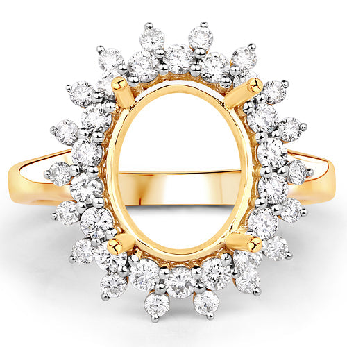 0.79 Carat White Diamond 14K Yellow Gold Semi Mount Engagement Ring