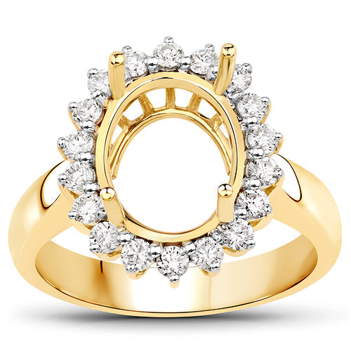 Anillo de Compromiso Semi Montura de Diamante Blanco de 0.54 Quilates en Oro Amarillo de 14K
