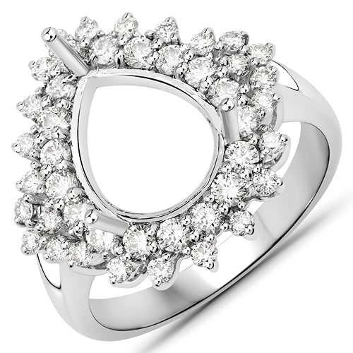 Anillo de Compromiso Semi Montura de Diamante Blanco de 0.89 Quilates en Oro Blanco de 14K